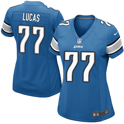 Women's Game Cornelius Lucas Nike Jersey Light Blue Home - #77 NFL Detroit Lions